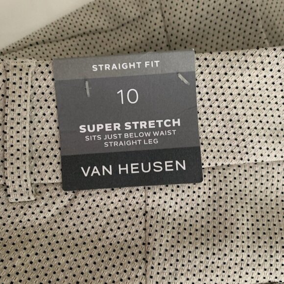 Van Heusen Women Super Stretch Beige Dotted Straight Leg Pants Size 10 NWT - Picture 8 of 10